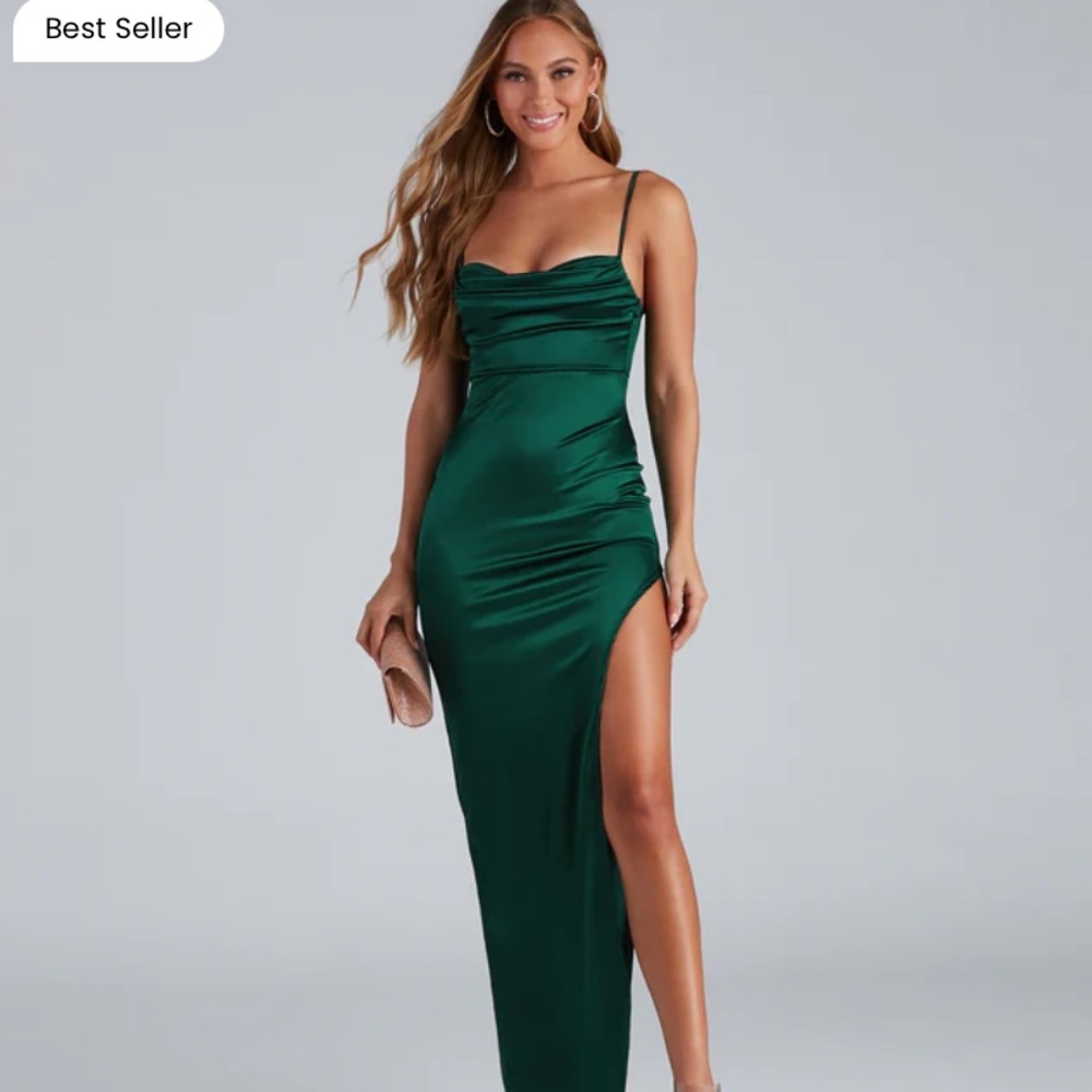 Windsor Lola High Slit Satin Dress